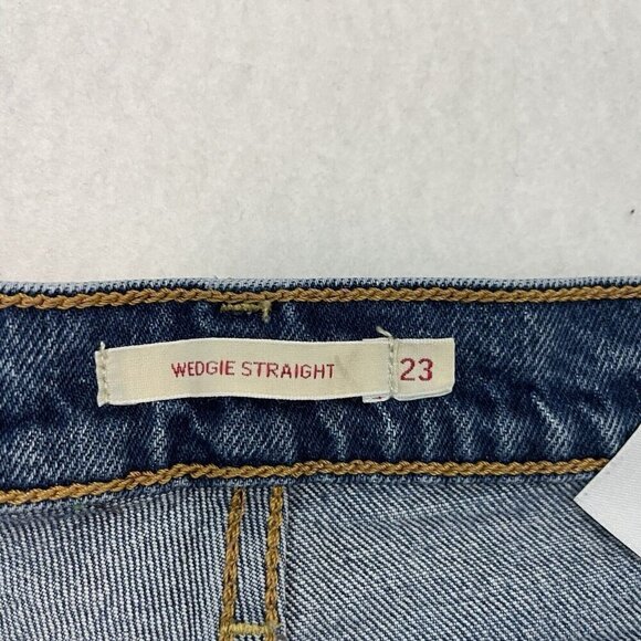 Levi's Premium Wedgie Straight Jeans Stretch Denim Button Fly size 23 - Picture 7 of 10